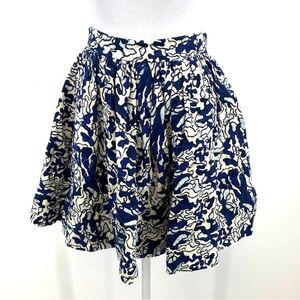 Elle Sasson Buri Ruffle Skirt Women SZ 34 2 Blue Cotton Silk Pleated A-line Mini
